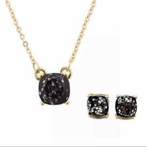 NEW Black & Silver Glitter Dot Earrings & Necklace